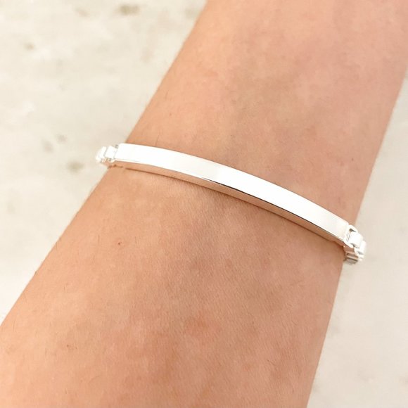 925 Sterling Silver Curve Bar Tube Bracelet Chunky Box Chain Bracelet - Picture 3 of 3